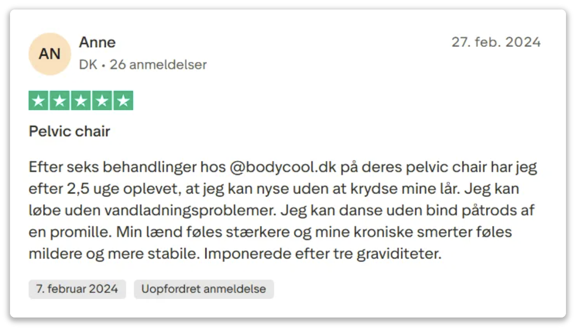 Pelvic Chair Bodycool Anmeldelse Anne